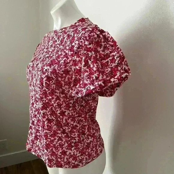 ZARA Short Puff Sleeve Floral Top - Picture 3 of 9